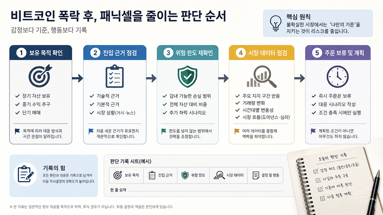 급락 직후 투자자가 확인할 판단 순서를 한눈에 보여주기