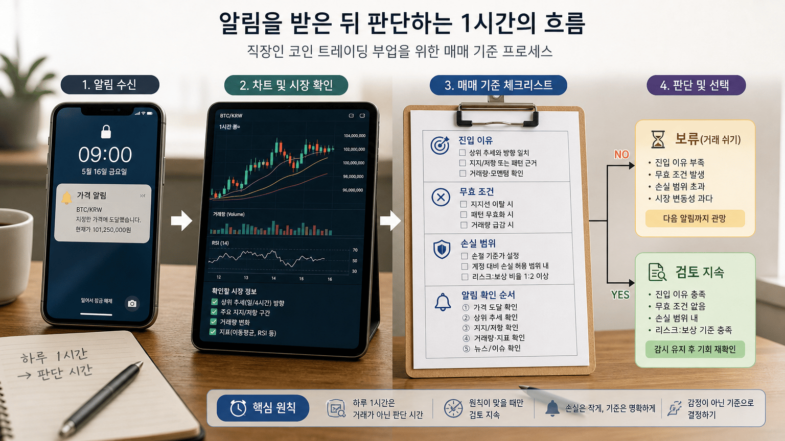 알림을 받은 뒤 판단하는 과정을 보여주기